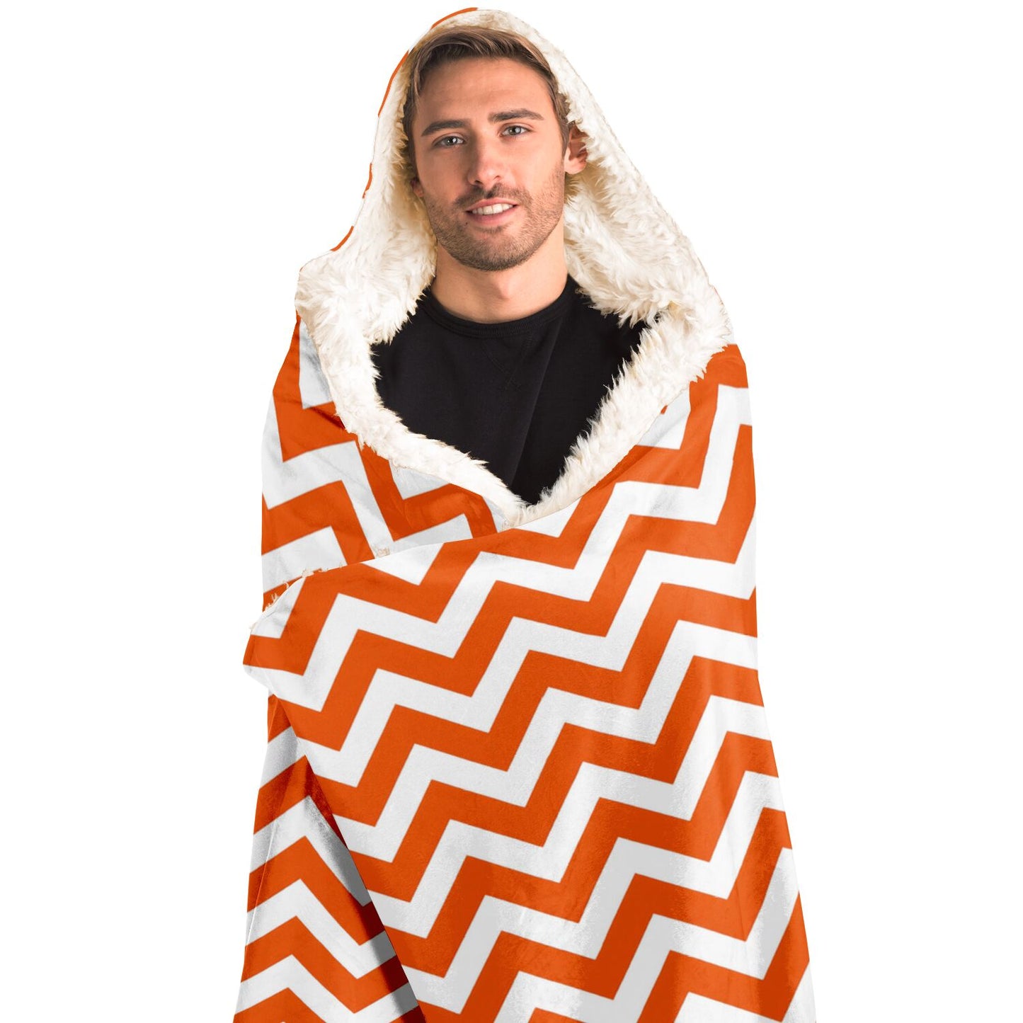 Bold Orange Chevron Hooded Blanket