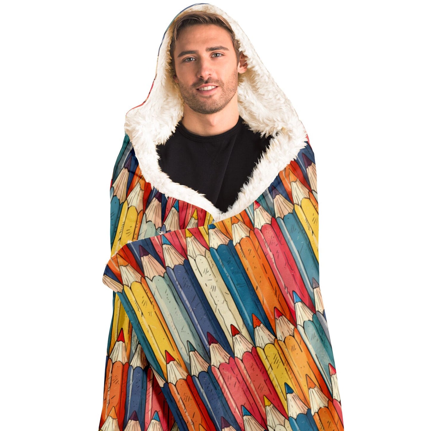 Colorful Pencil Hooded Blanket