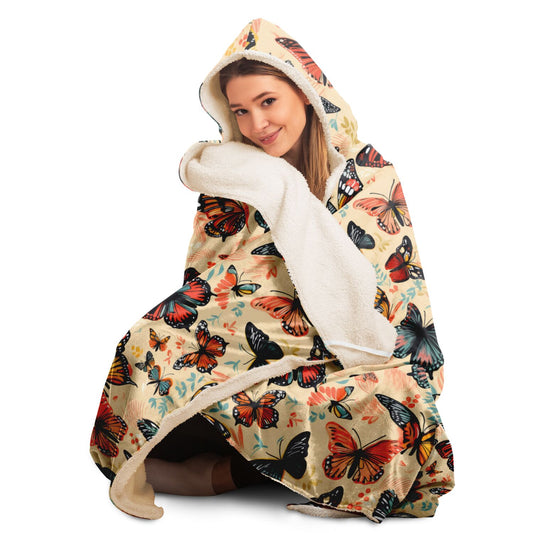 Butterfly Garden Hooded Blanket