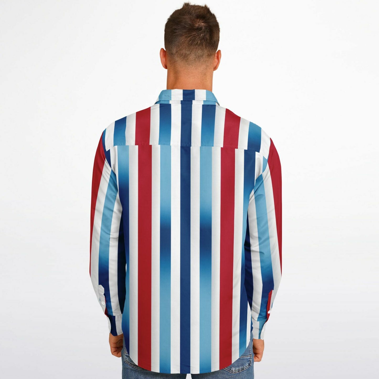 Patriotic Stripes Long Sleeve Button Down Shirt