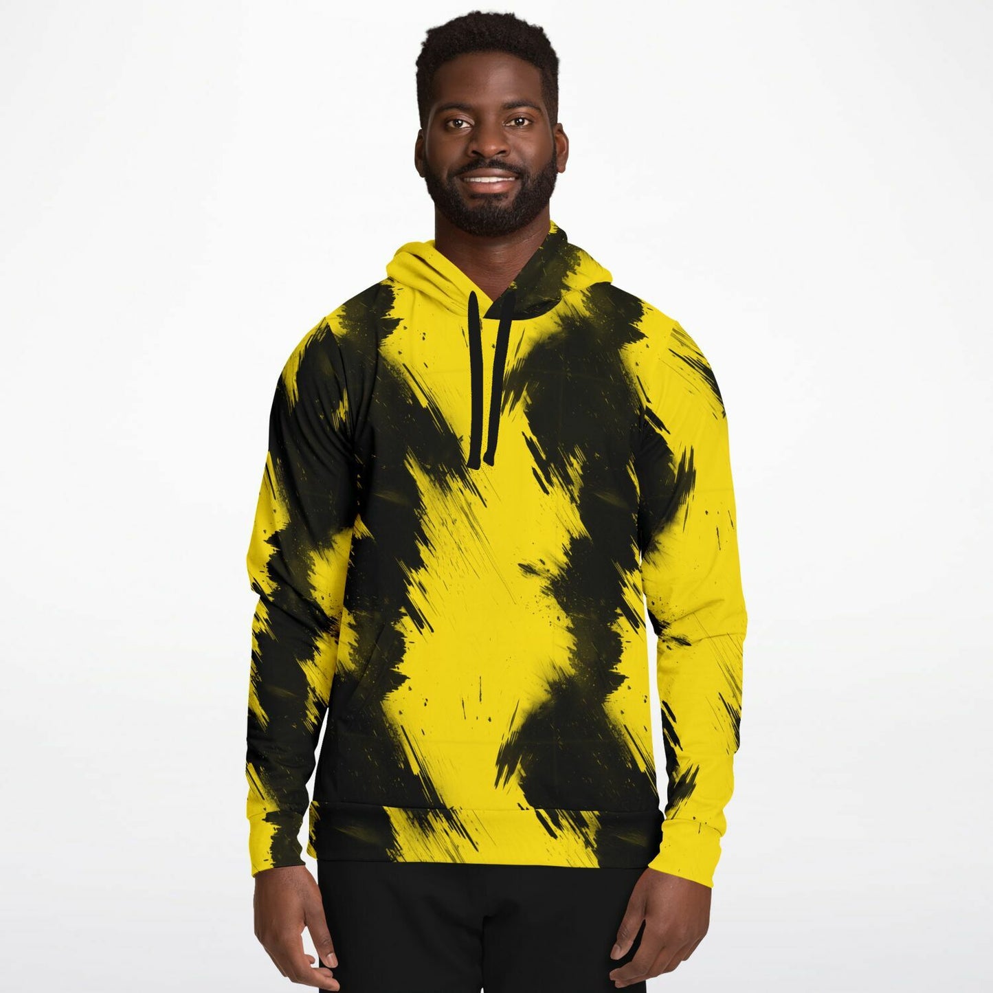 Bold Yellow and Black Brushstroke Women's Hoodie - AOP