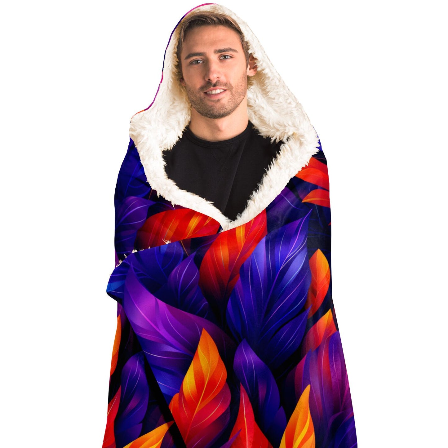 Vivid Feather Fantasy Hooded Blanket