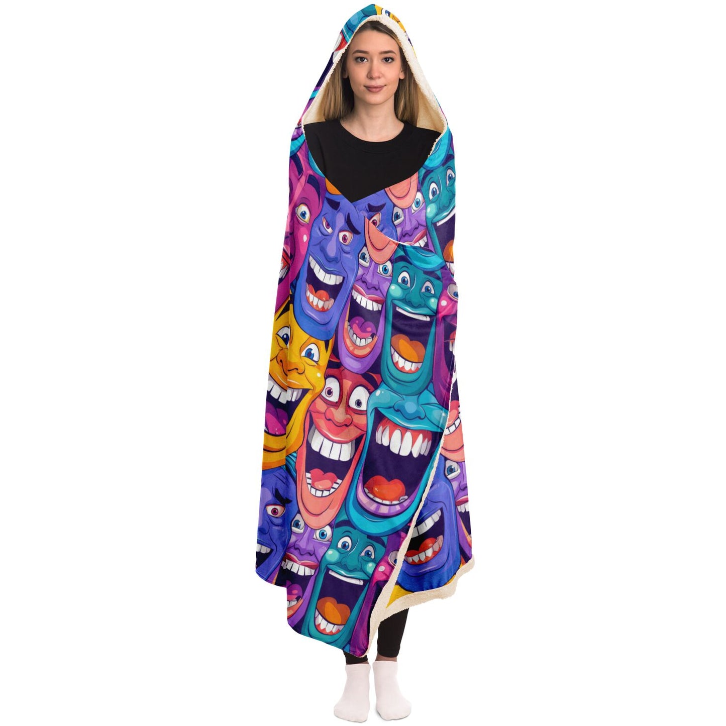 Laughing Faces Hooded Blanket