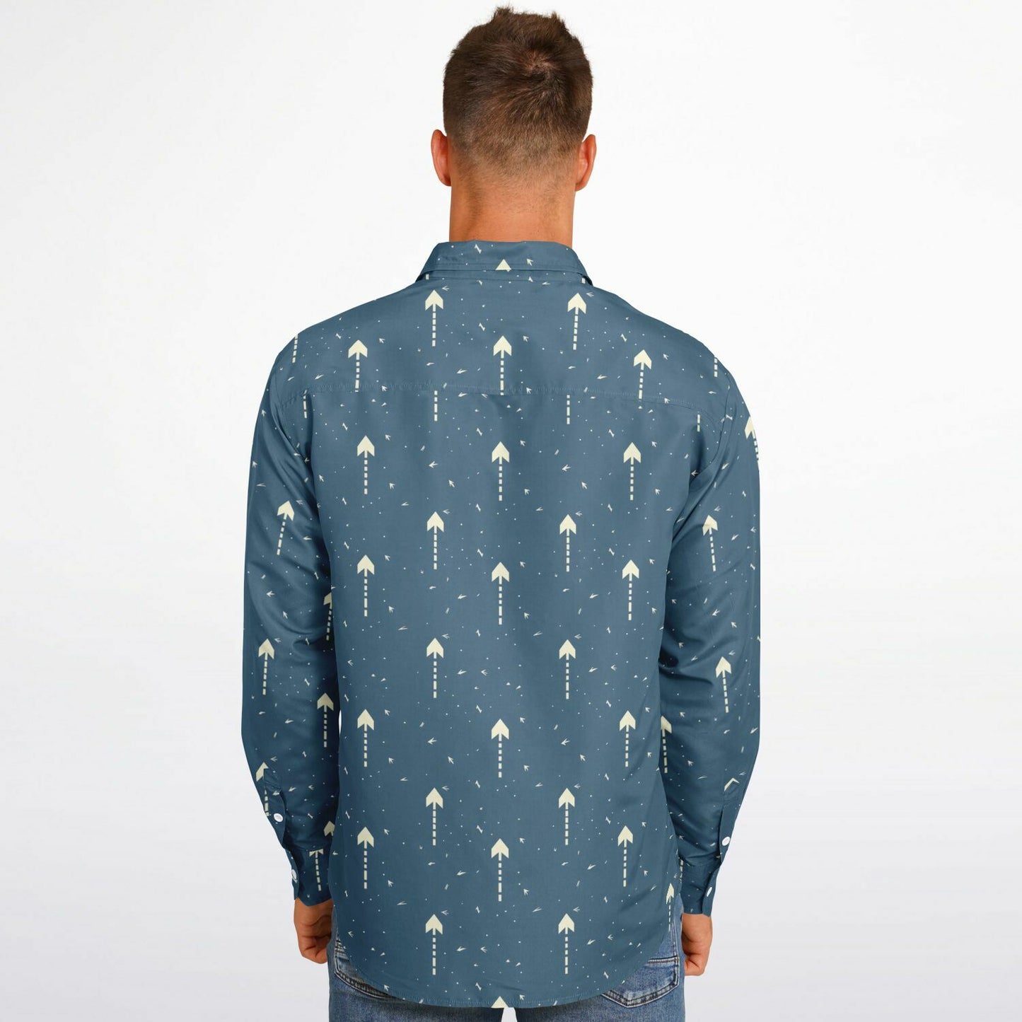 Upward Arrows Long Sleeve Button Down Shirt