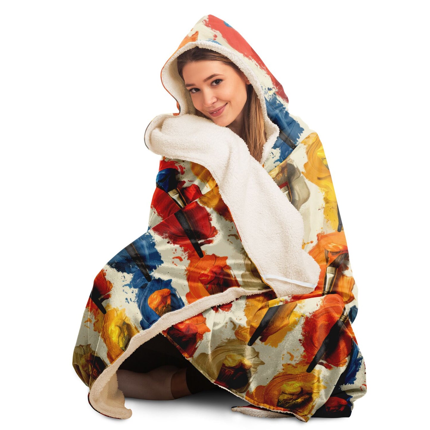 Vibrant Paintbrush Hooded Blanket