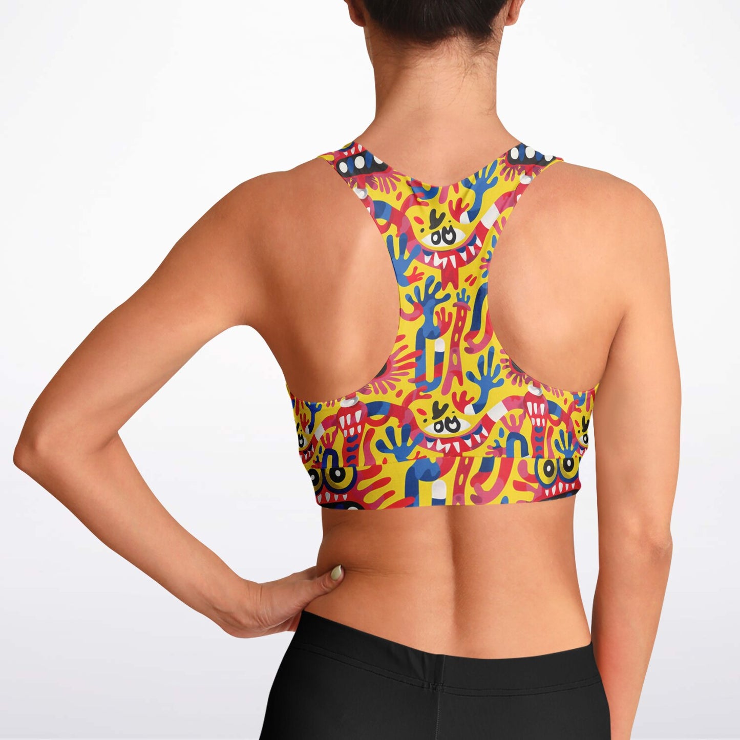 Quirky Monster Padded Sports Bra