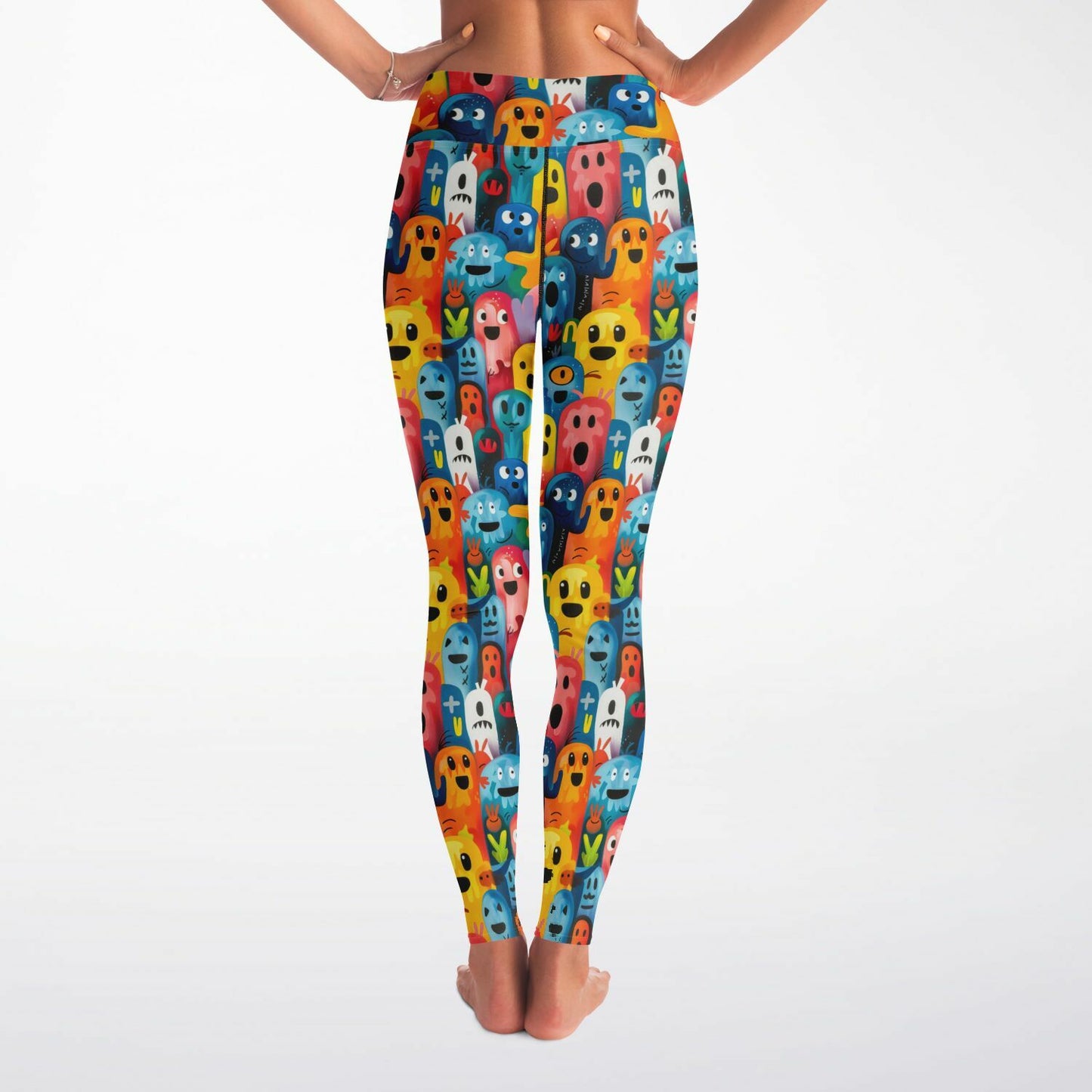 Colorful Monster Faces Yoga Leggings - AOP