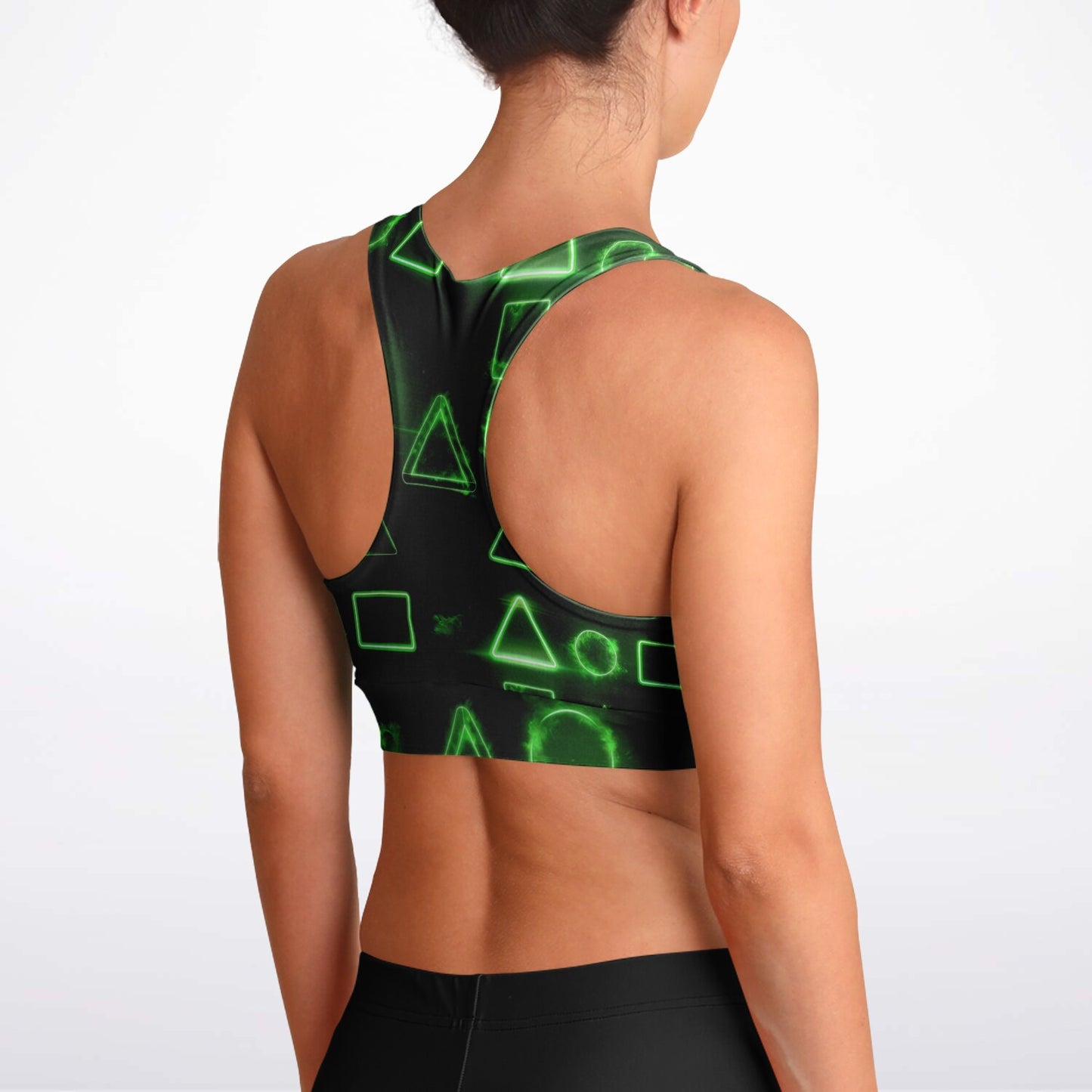 Neon Geometric Glow Sports Bra