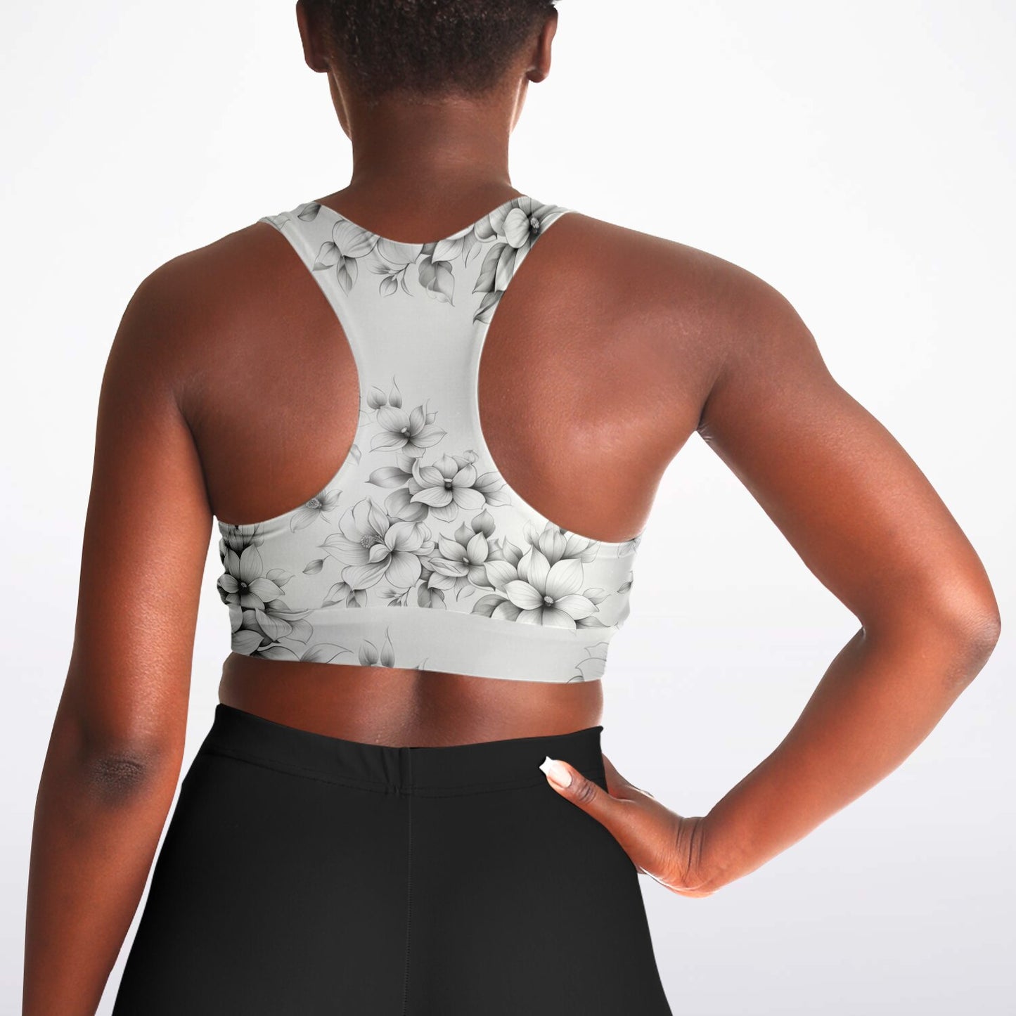 Elegant Floral Sports Bra