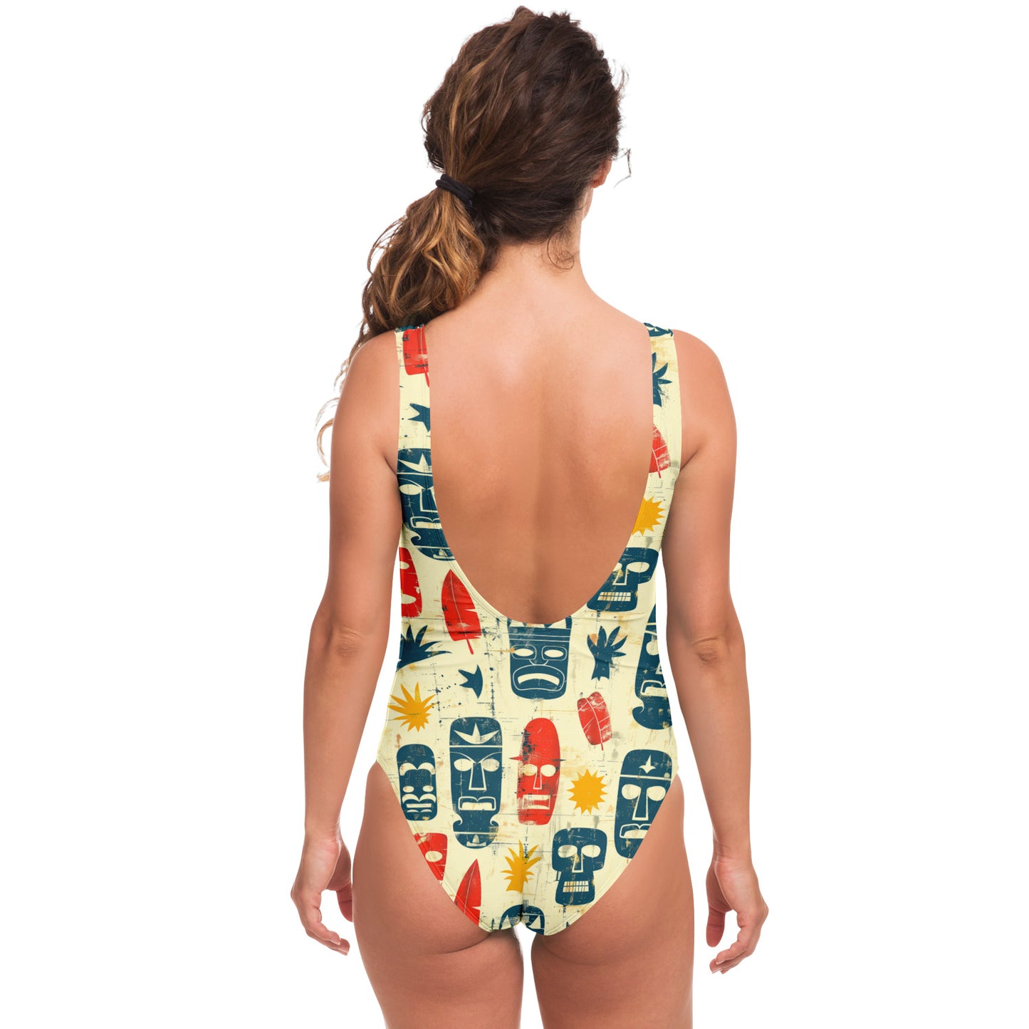 Tiki Totem Pattern Women's One-Piece Swimsuit - AOP