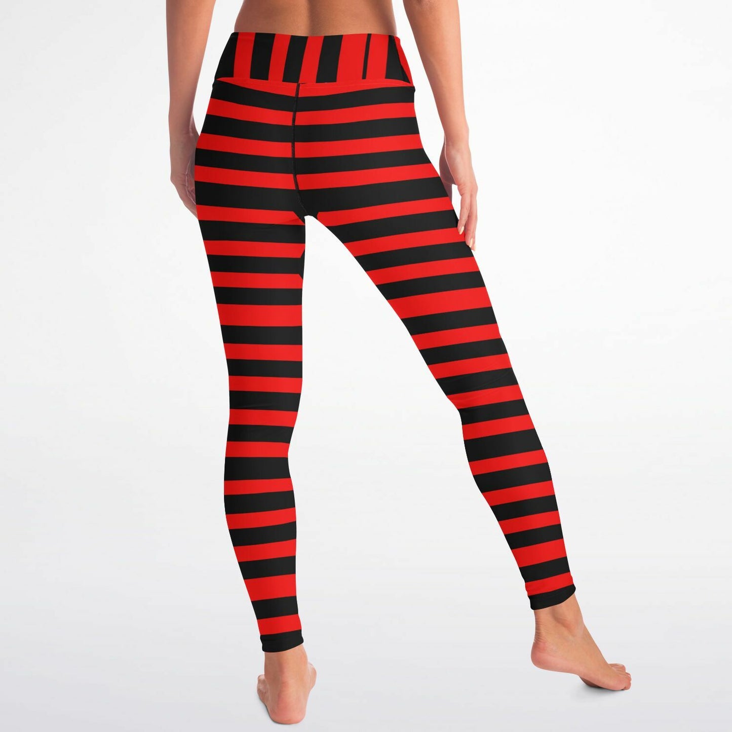 Red and Black Geometric Yoga Leggings - AOP