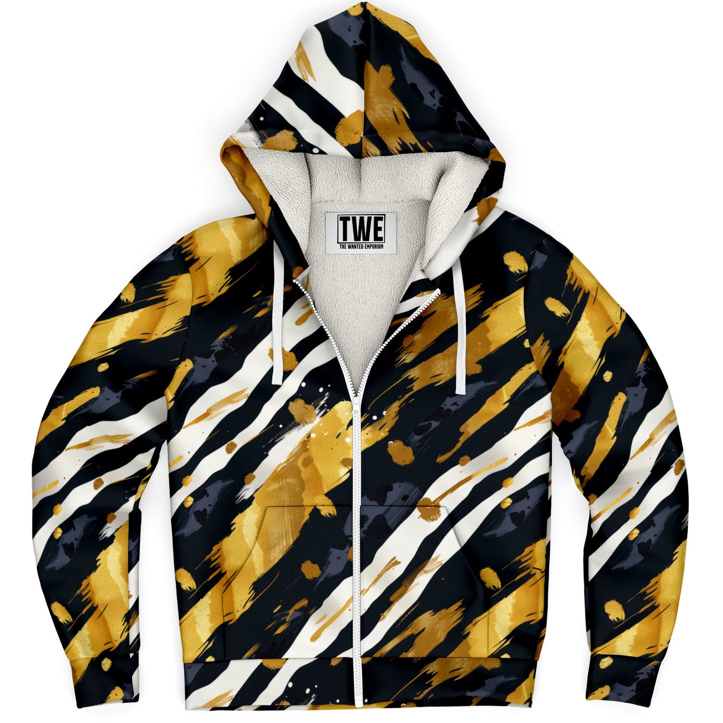 Wild Brushstroke Tiger Microfleece Zip hoodie - AOP