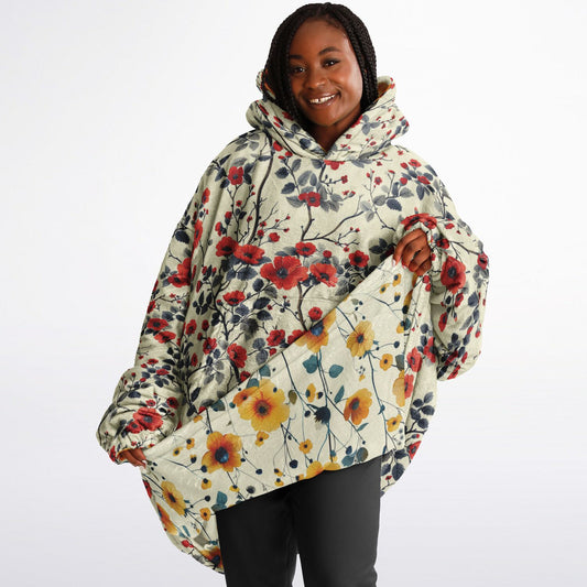 Reversible Snug Hoodie - Floral Meadow and Blooming Garden Designs - AOP