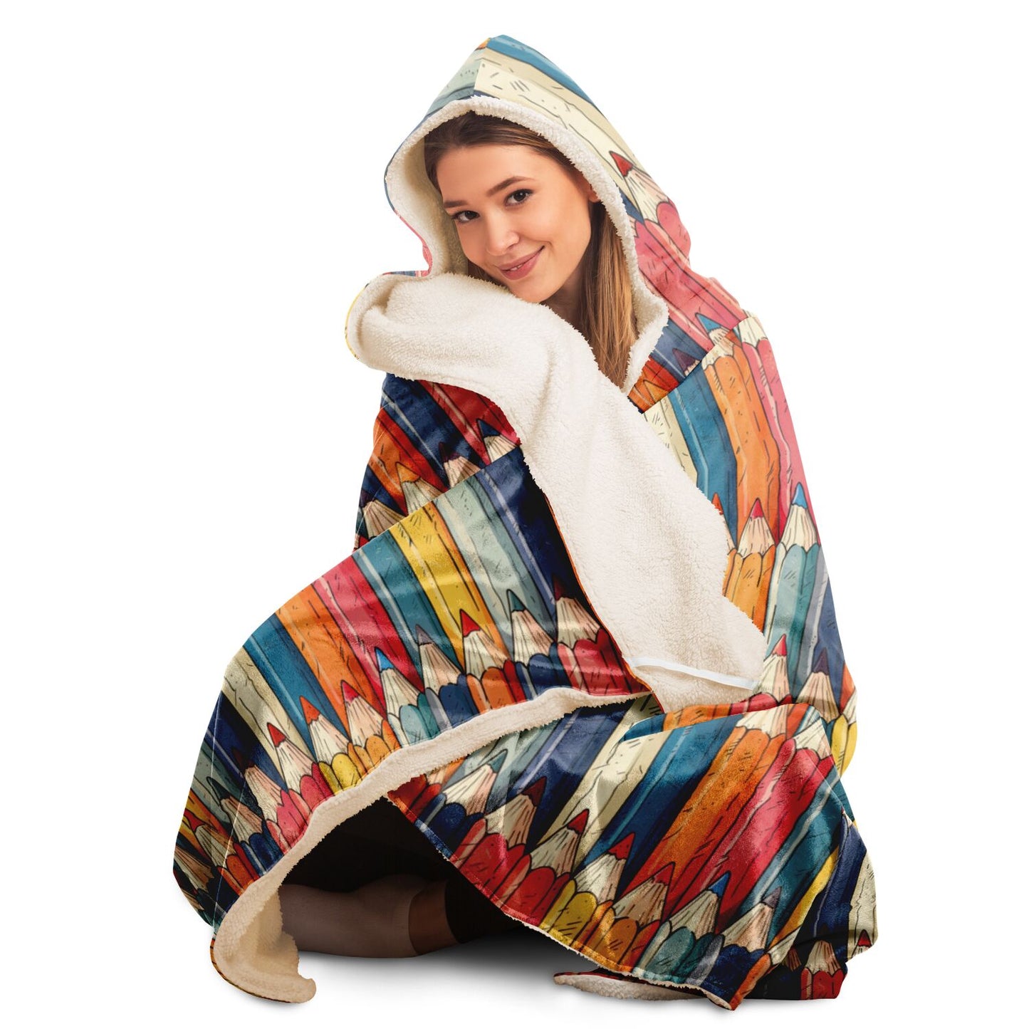 Colorful Pencil Hooded Blanket