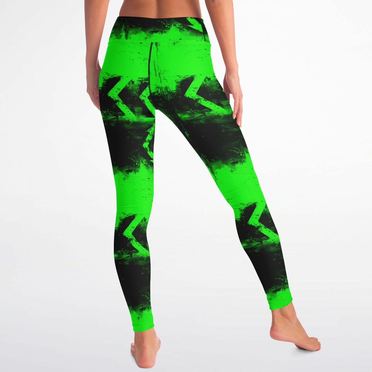 Neon Green Abstract Yoga Leggings - AOP