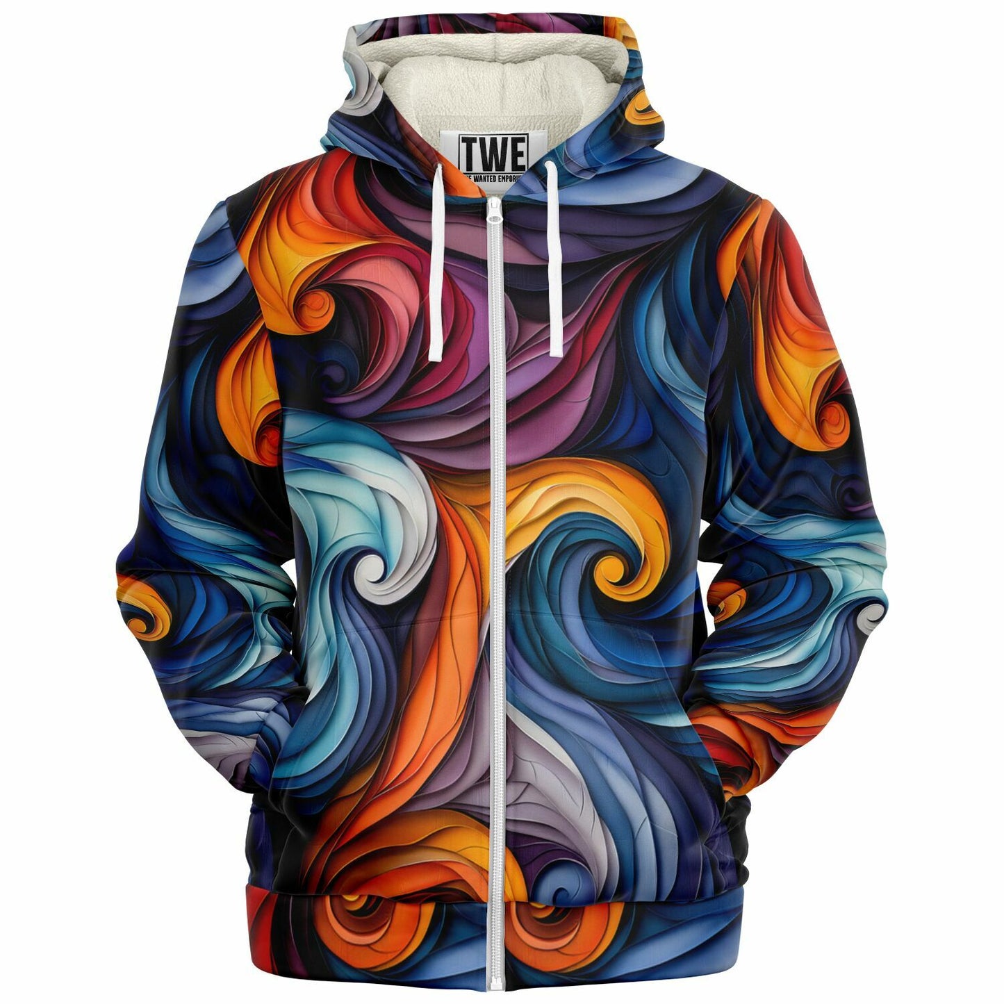 Abstract Swirl Microfleece Zip hoodie - AOP