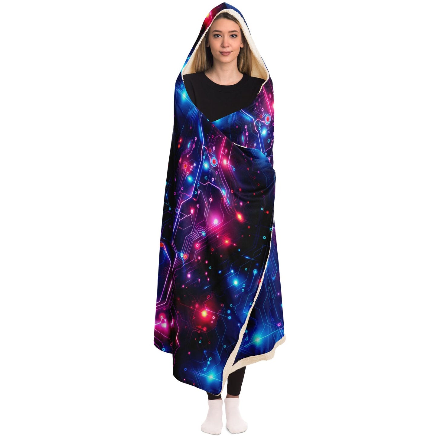 Techno Glow Circuitry Hooded Blanket