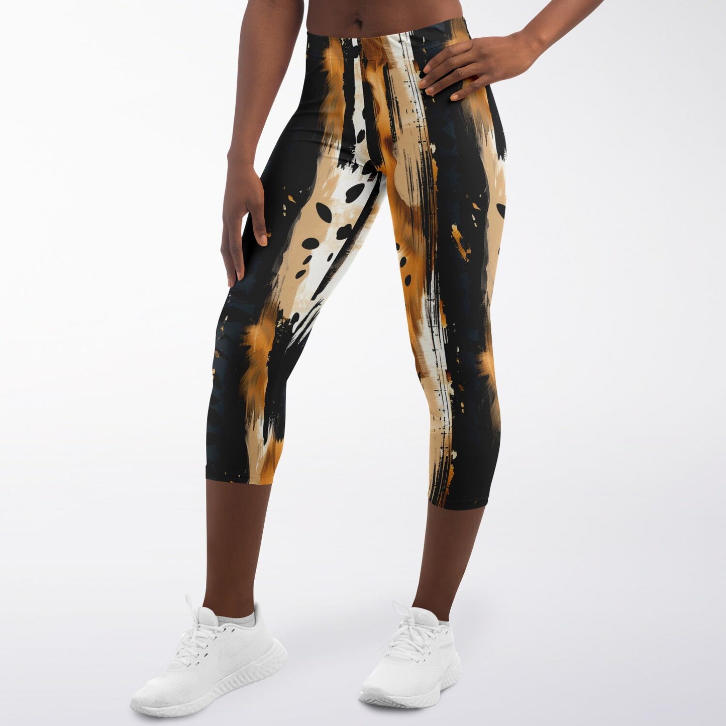 Bold and Dynamic Animal Print High-Waisted Capri Leggings for Active Lifestyle - AOP