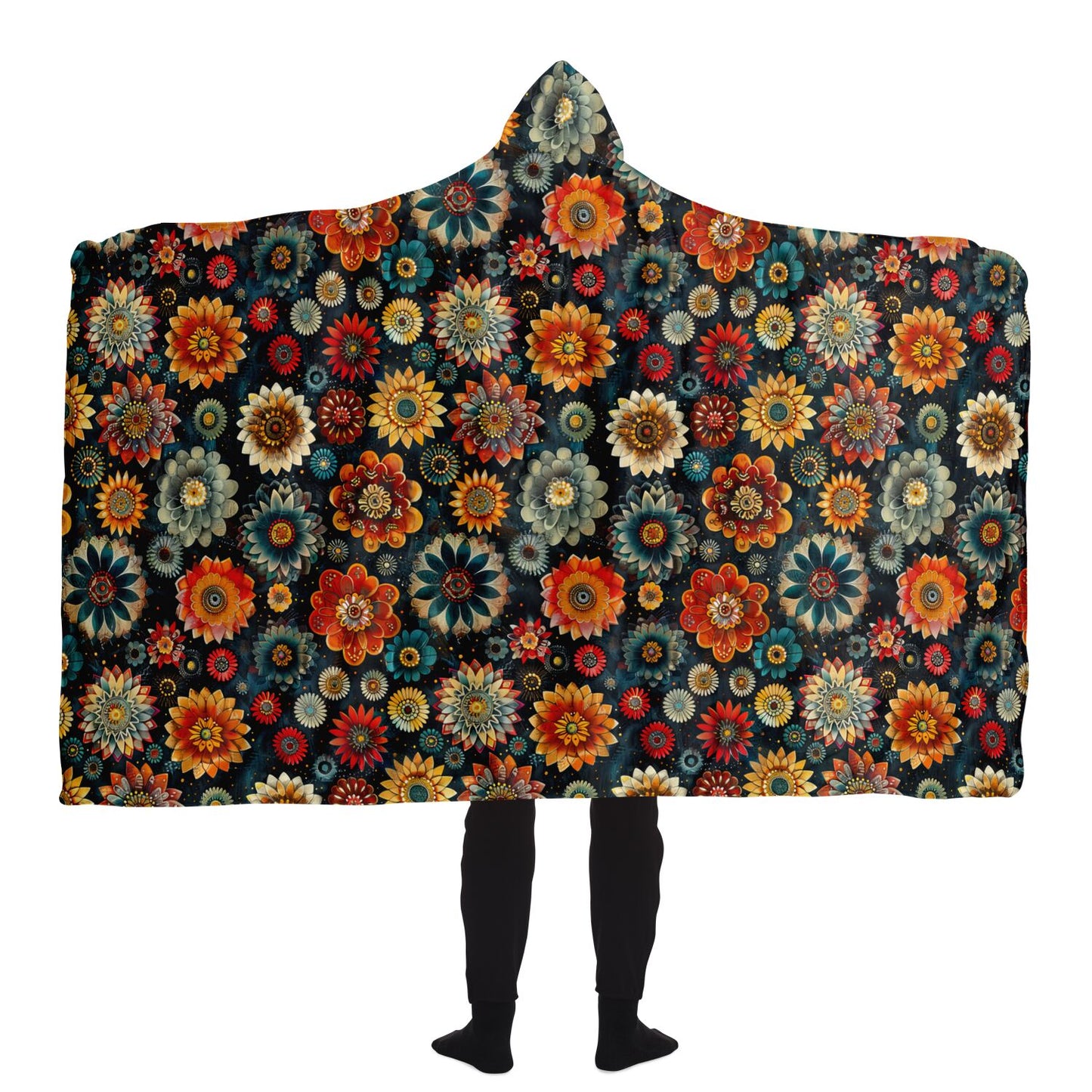 Boho Floral Bliss Hooded Blanket