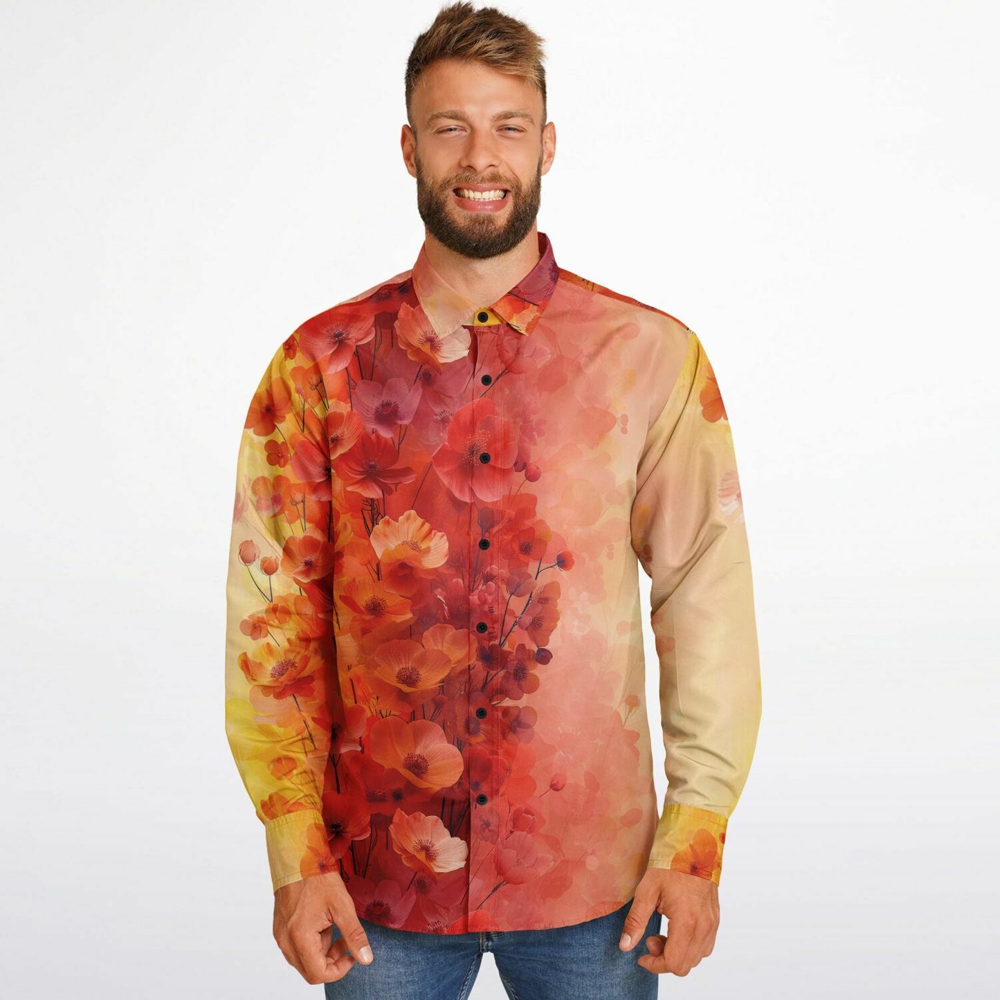 Vibrant Floral Long Sleeve Button Down Shirt