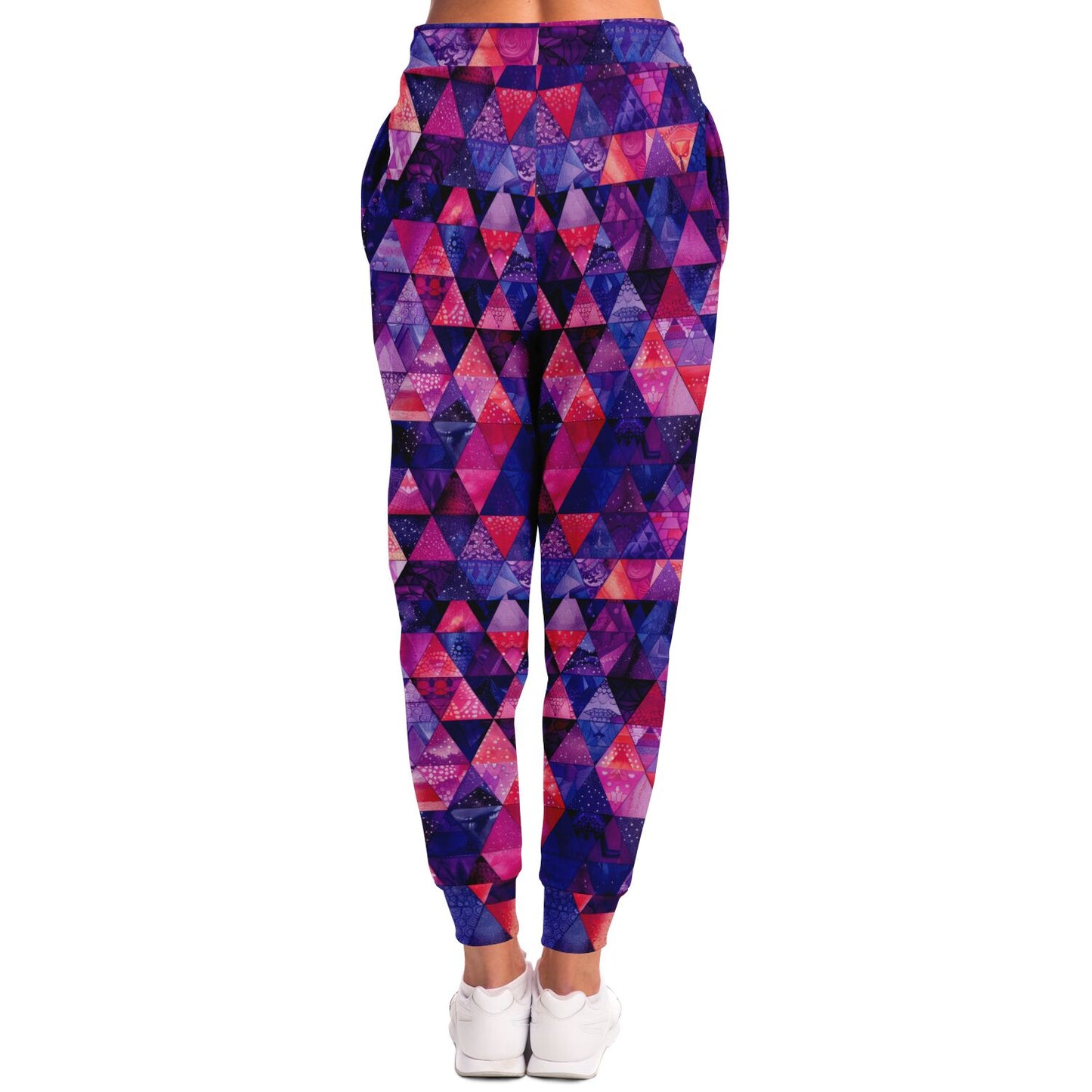 Geometric Prism High-Waisted Joggers for Stylish and Modern Loungewear - AOP