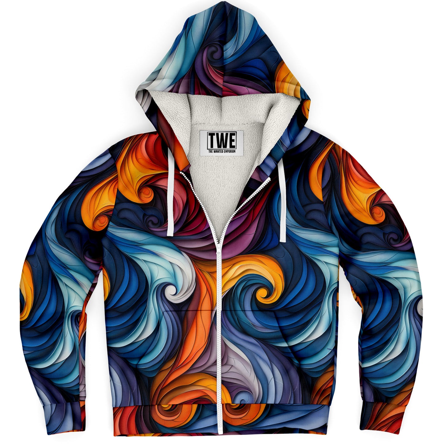 Abstract Swirl Microfleece Zip hoodie - AOP