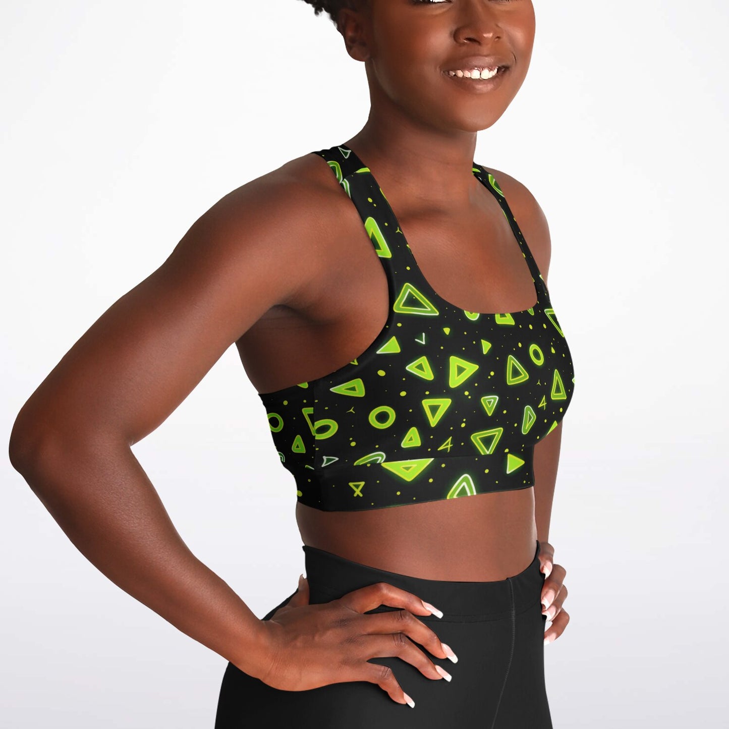 Neon Geometric Padded Sports Bra