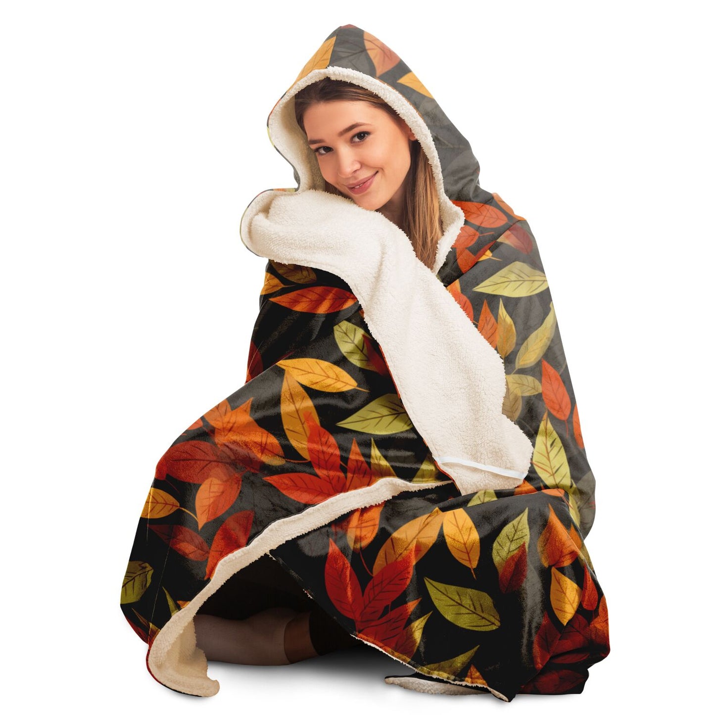 Autumn Leaves Hooded Blanket