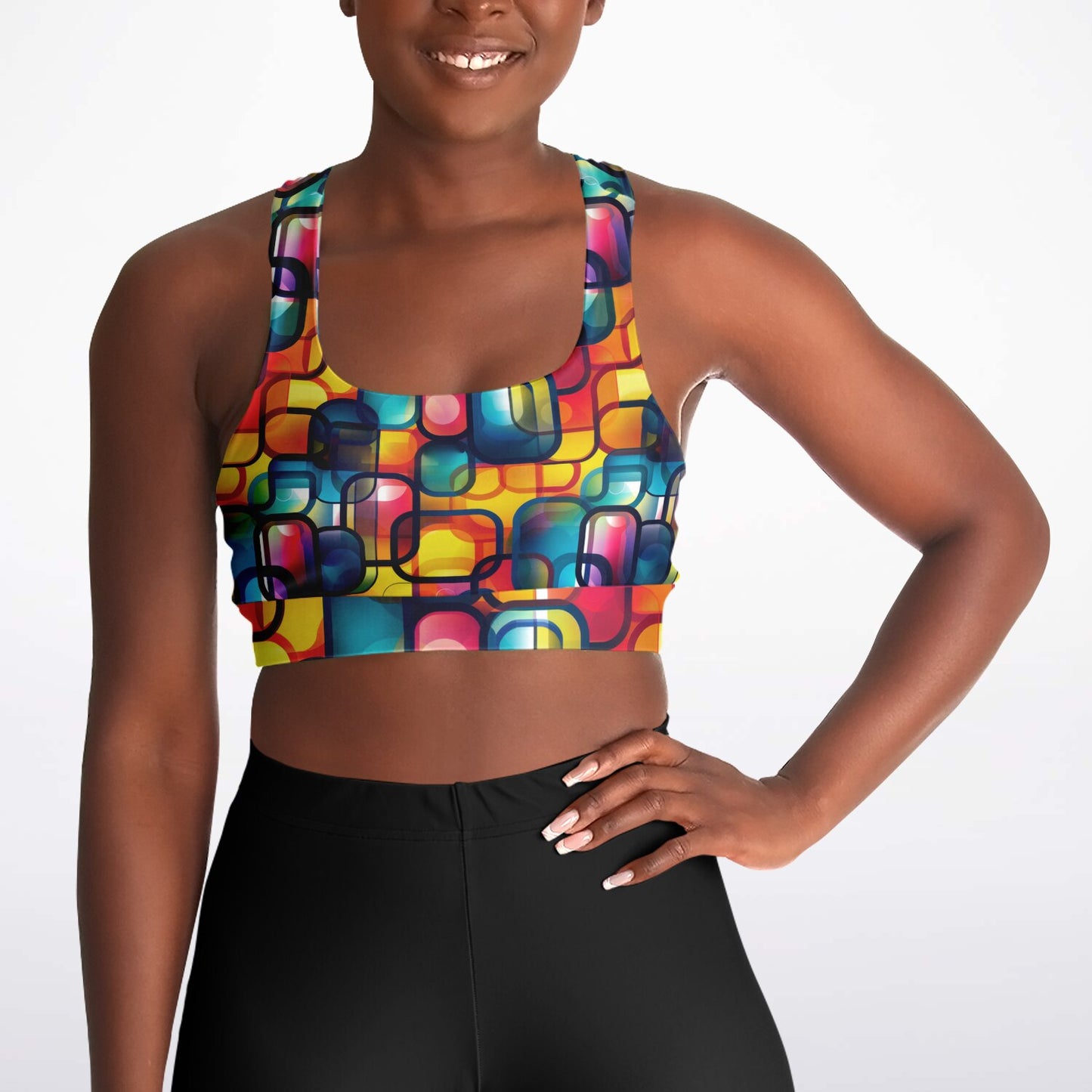 Vibrant Geometric Bliss Padded Sports Bra