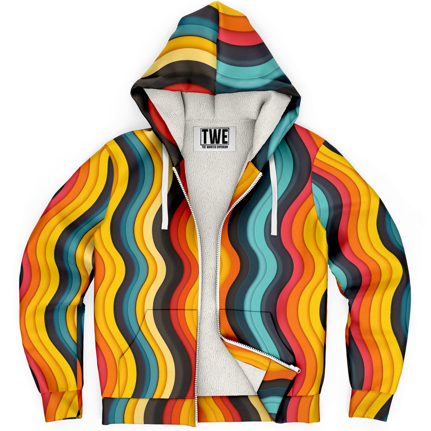 Retro Waves Microfleece Zip hoodie - AOP