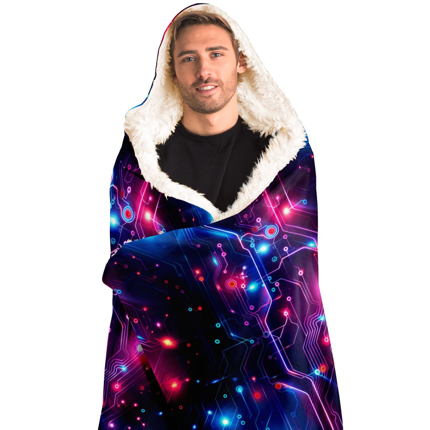 Techno Glow Circuitry Hooded Blanket