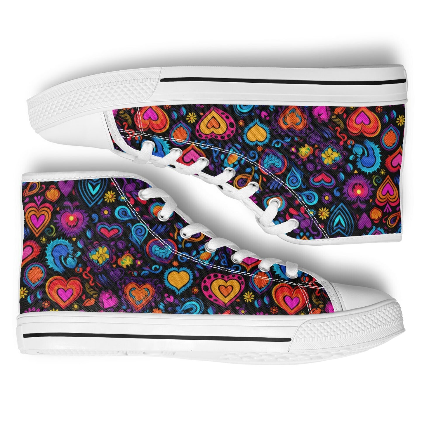 Urban Peak High-Top Shoes with Colorful Heart Pattern Design