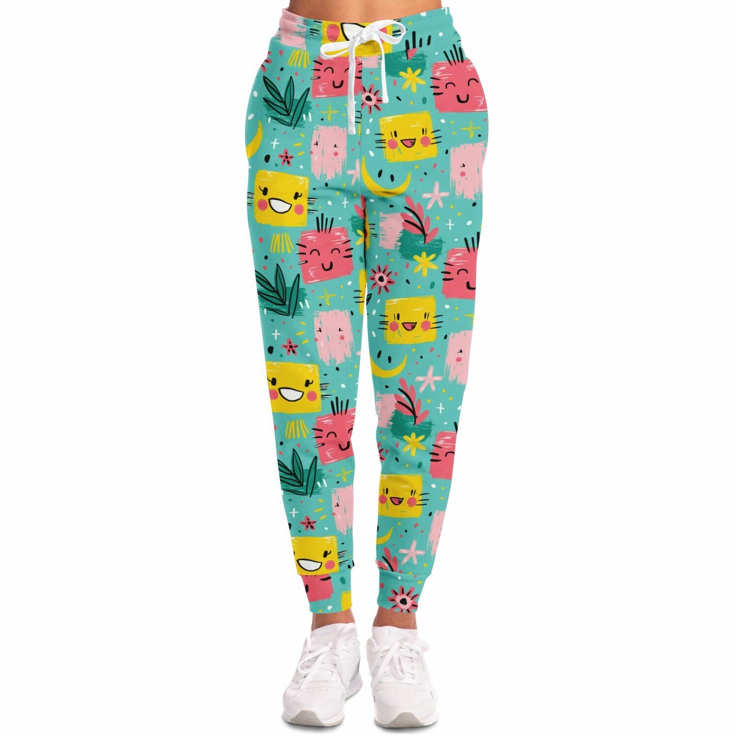 Cute Kawaii High-Waisted Joggers for Playful and Adorable Loungewear - AOP