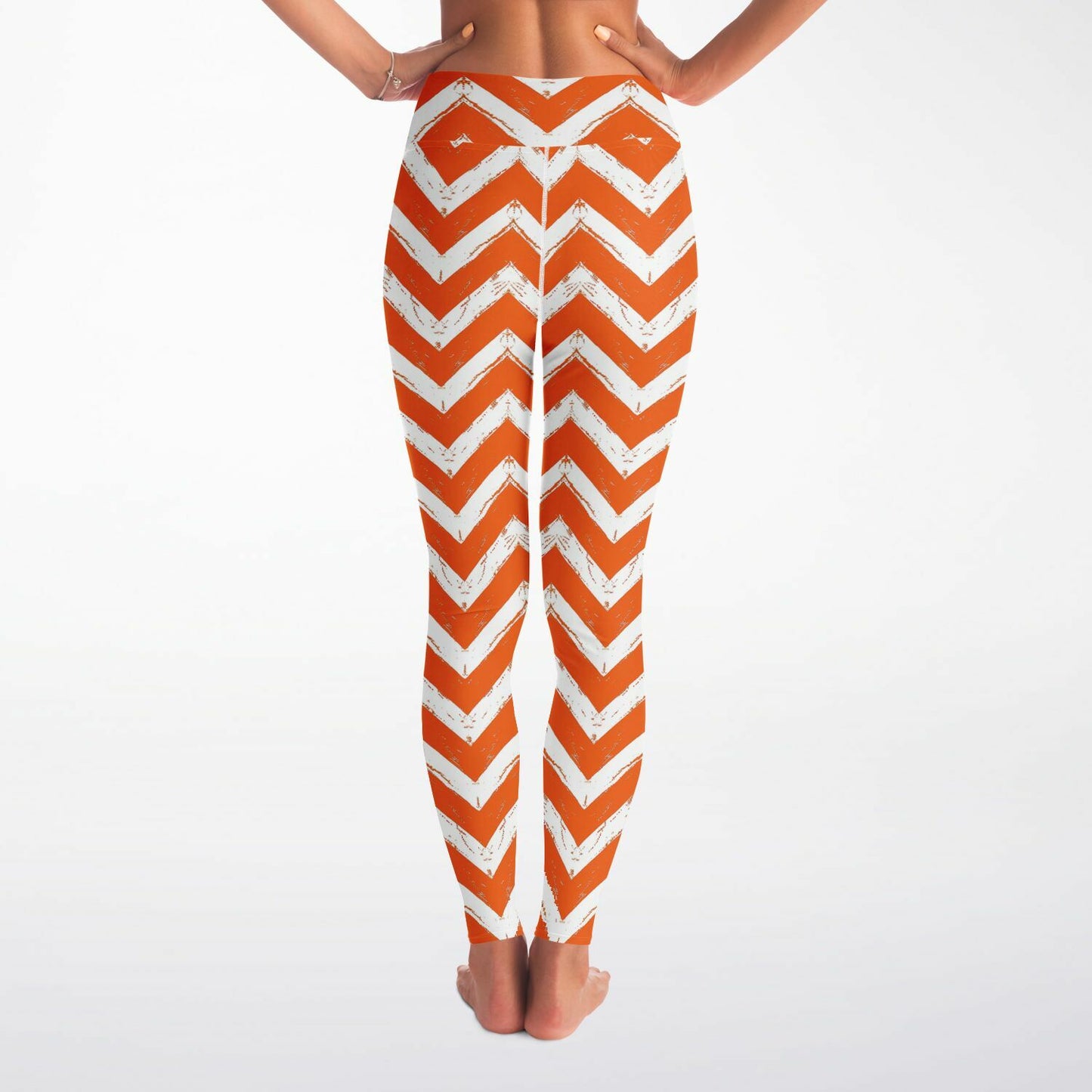 Retro Chevron High-Waisted Yoga Leggings for Bold and Stylish Practice - AOP