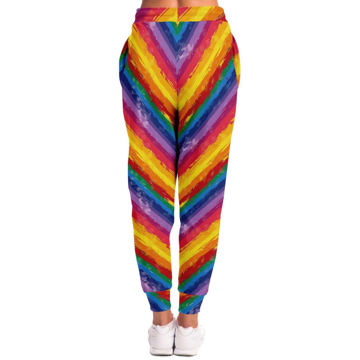 Rainbow Stripes High-Waisted Joggers for Vibrant and Fun Loungewear - AOP