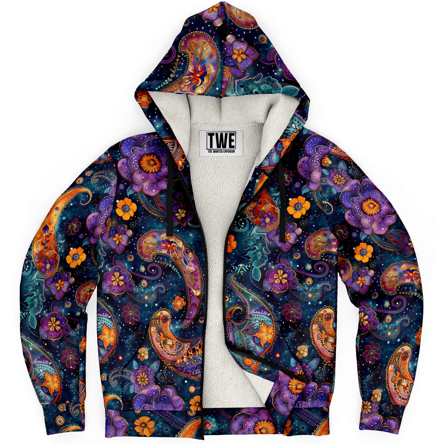 Celestial Paisley Microfleece Zip hoodie - AOP