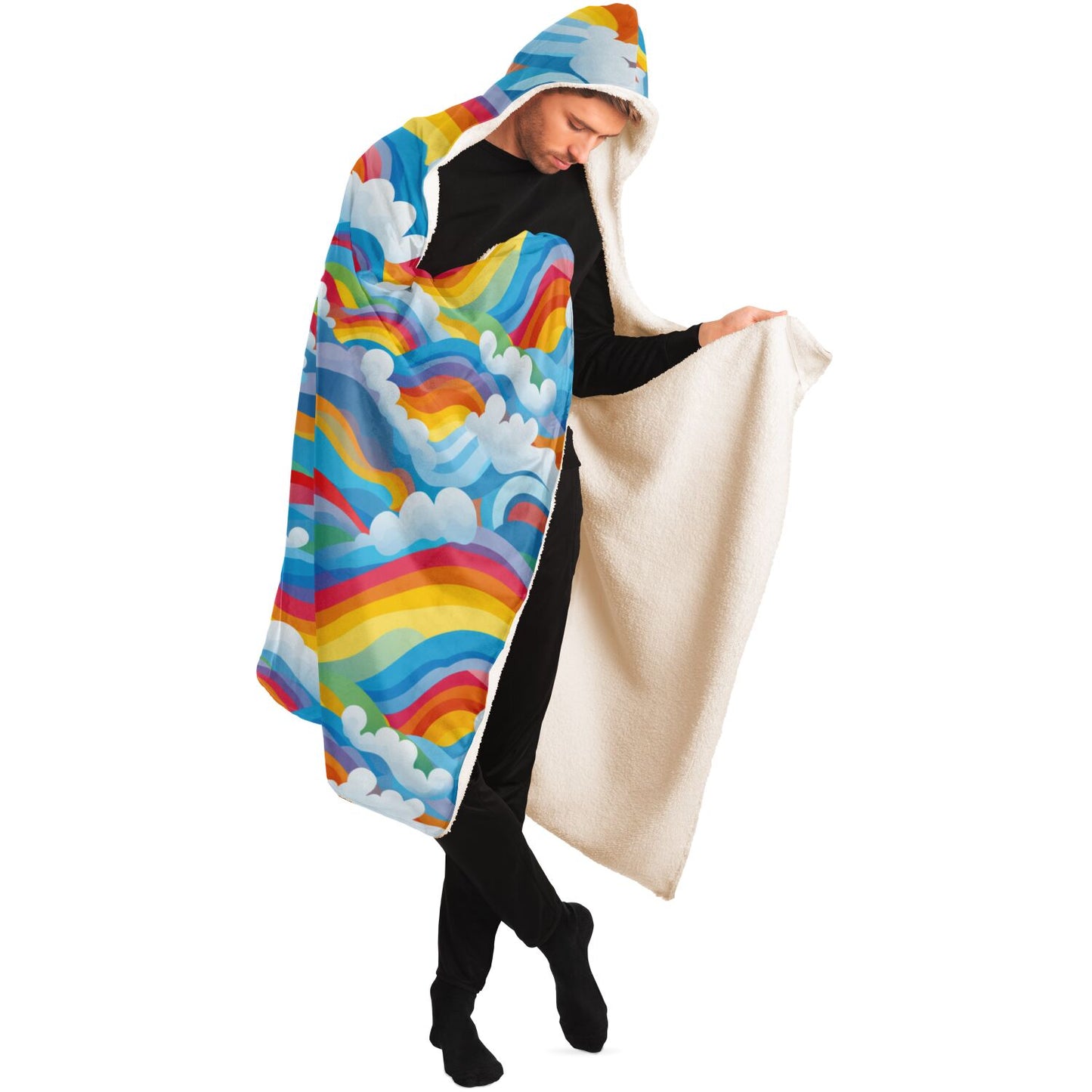 Cosy Rainbow Hooded Blanket