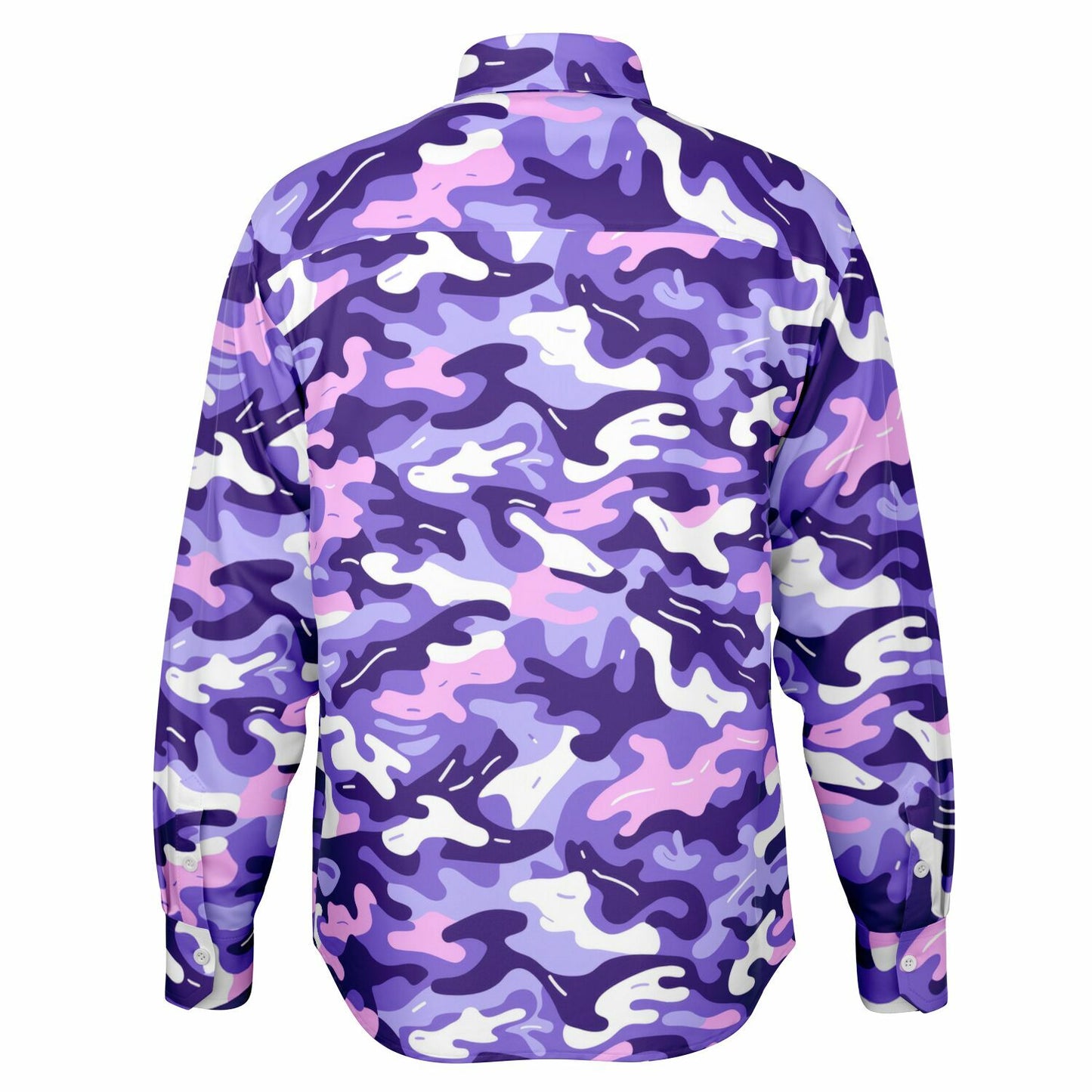 Bold Purple Camo Long Sleeve Button Down Shirt