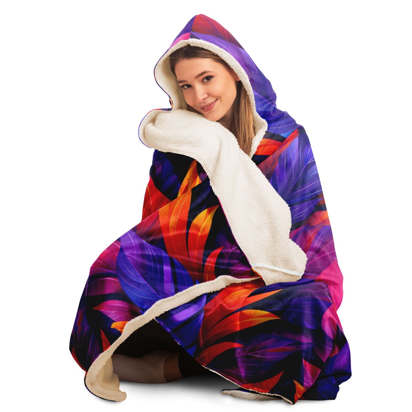 Vivid Feather Fantasy Hooded Blanket