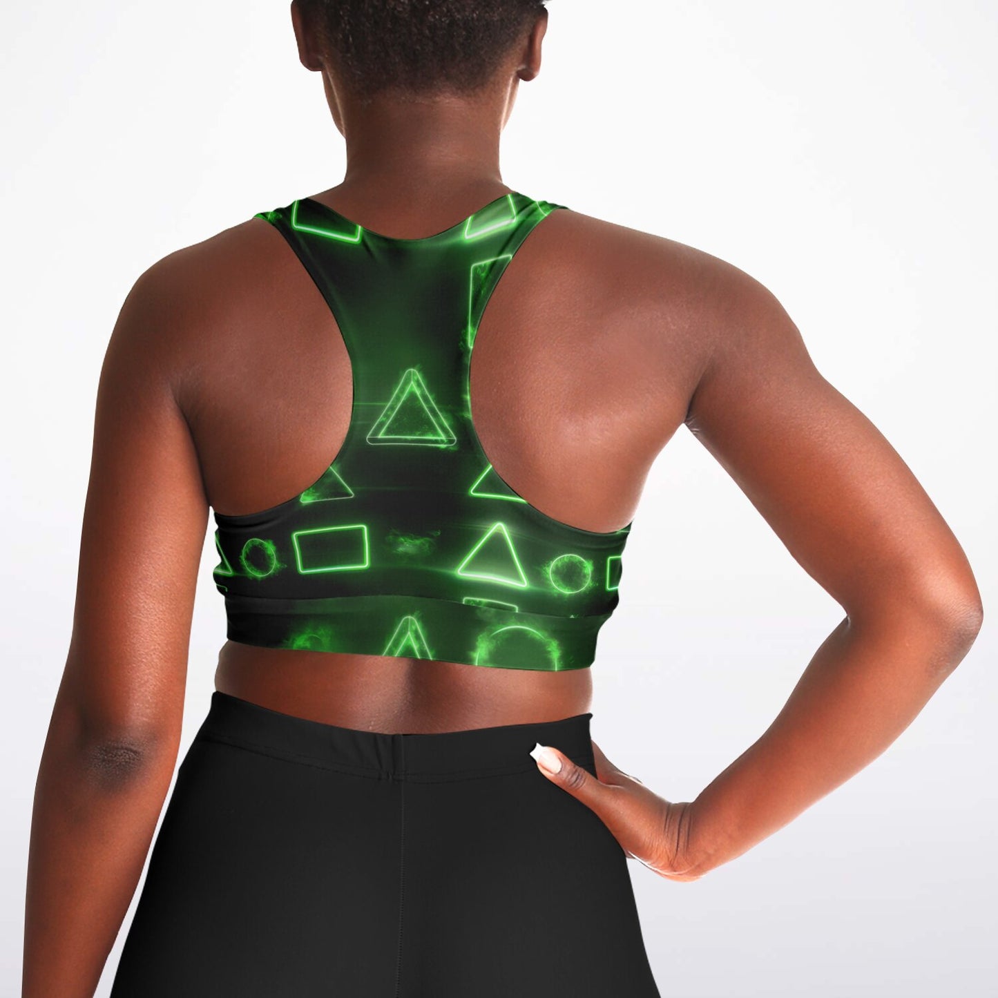 Neon Geometric Glow Sports Bra