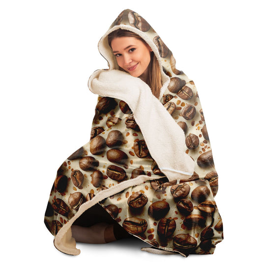 Cosy Coffee Bean Hooded Blanket