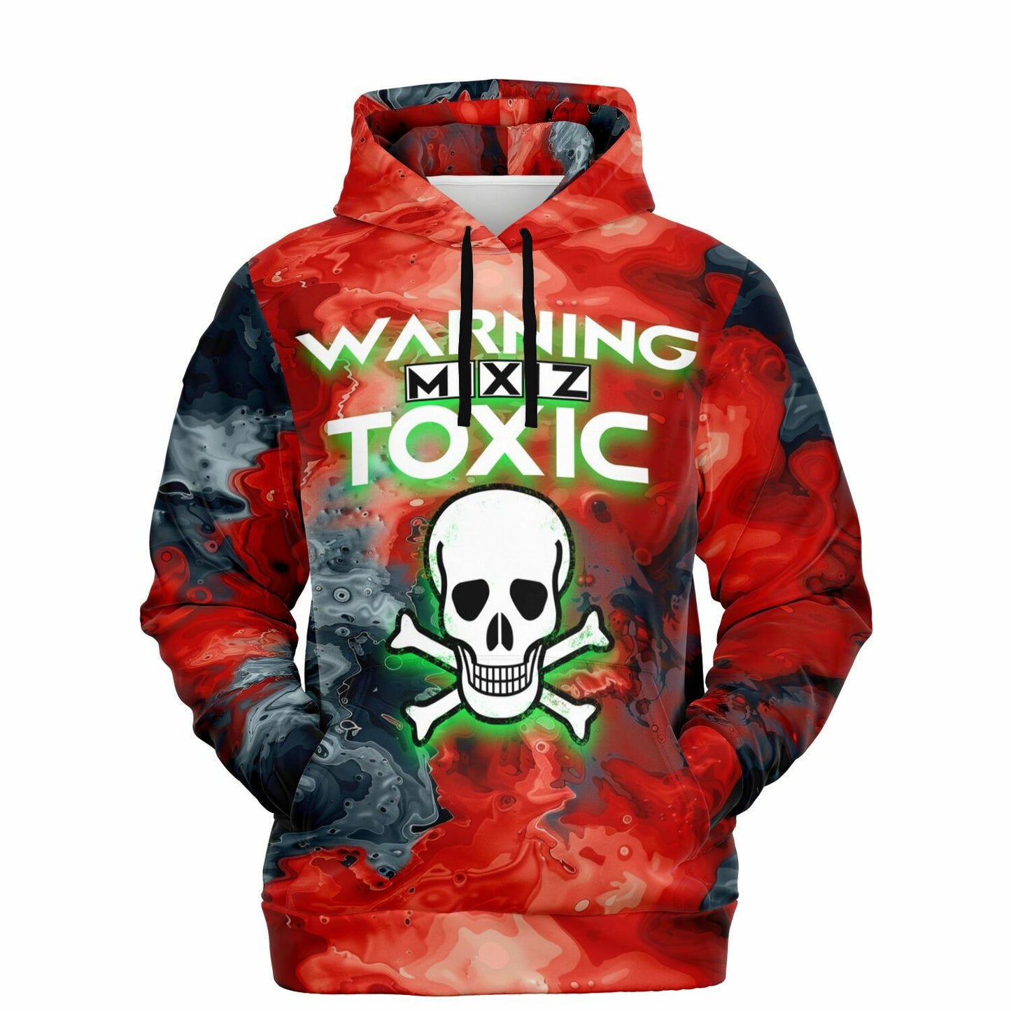 "Bold 'Warning MIXIZ Toxic' - Eye-Catching Graphic Design for Edgy Style Pullover Fashion Hoodie - AOP