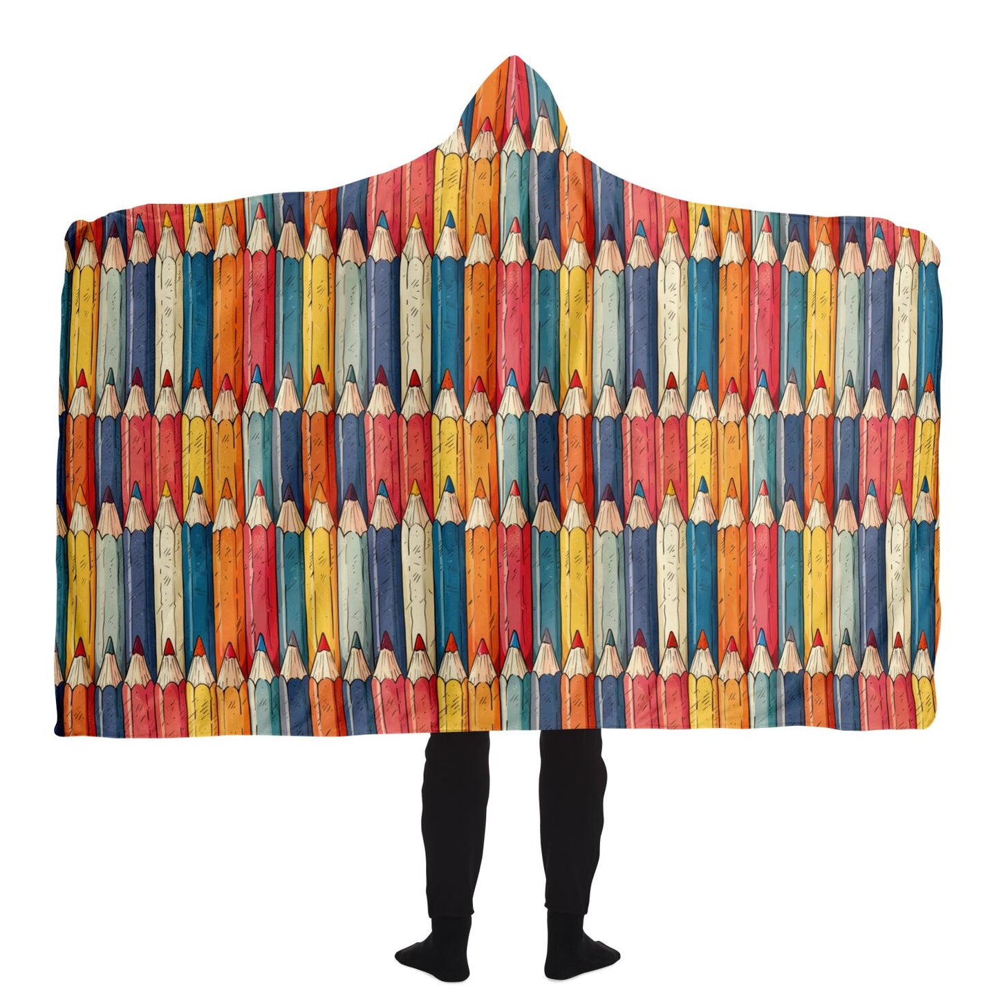 Colorful Pencil Hooded Blanket