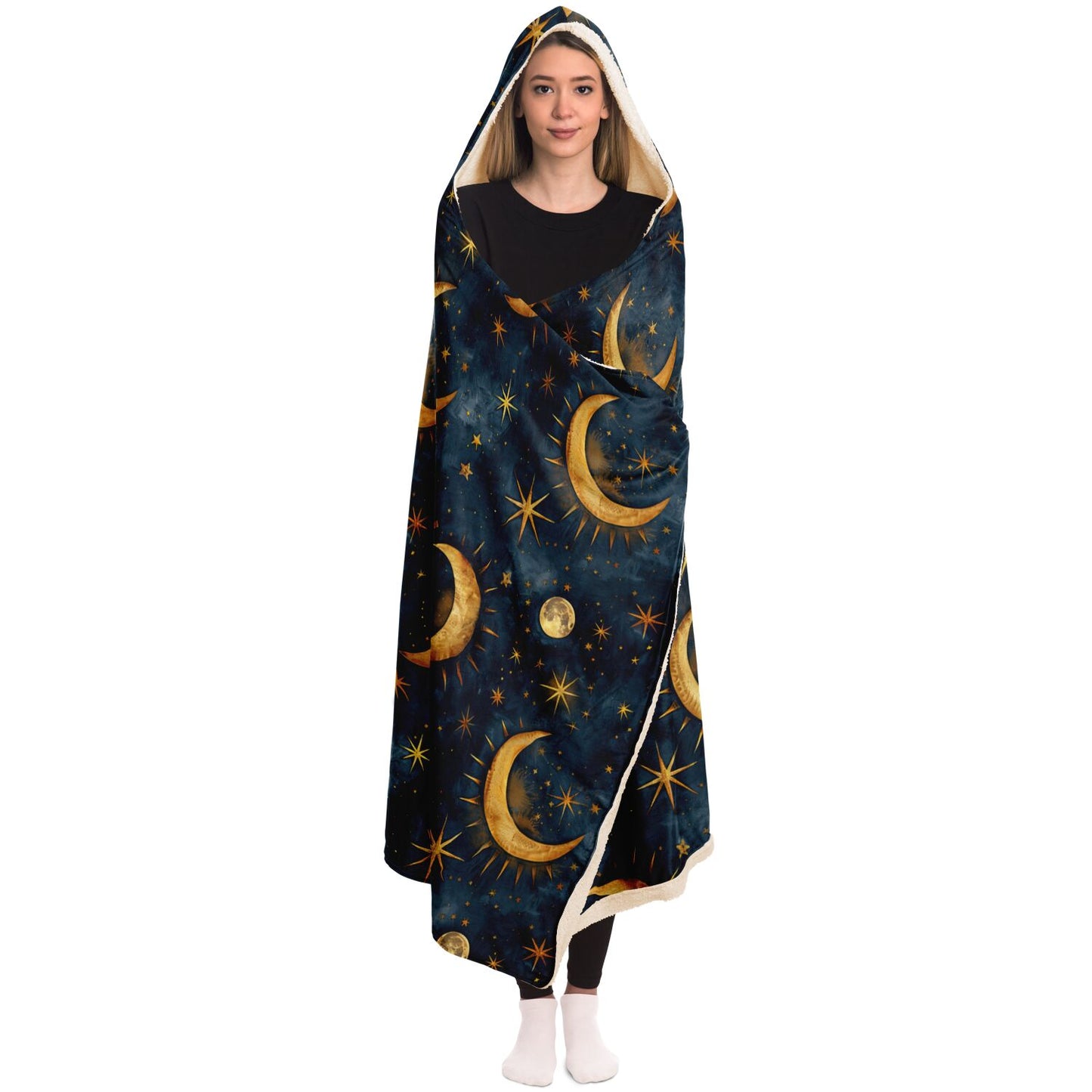 Mystic Moon and Stars Hooded Blanket