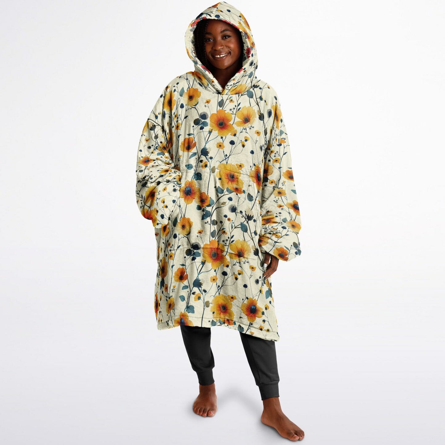 Reversible Snug Hoodie - Floral Meadow and Blooming Garden Designs - AOP