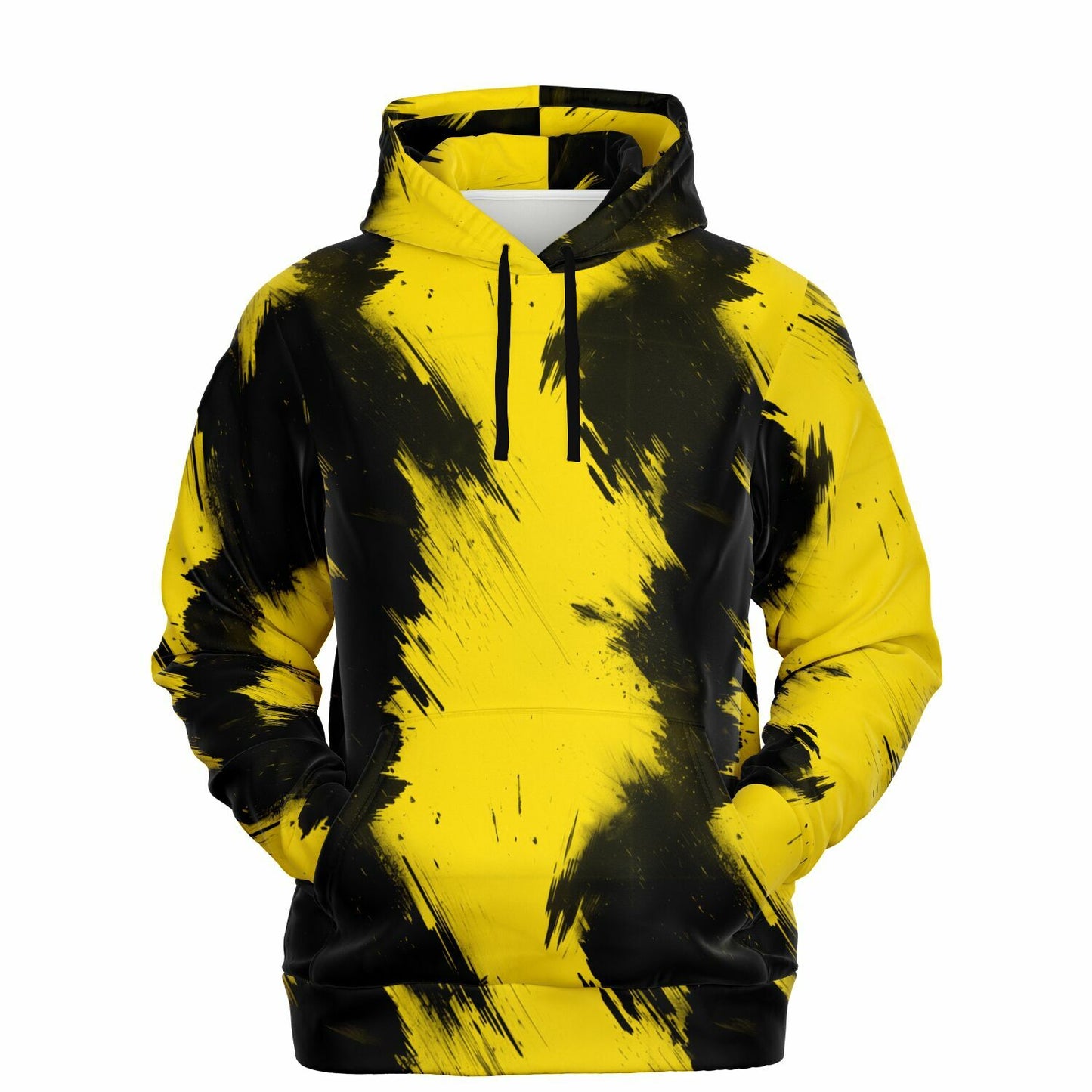 Bold Yellow and Black Brushstroke Women's Hoodie - AOP