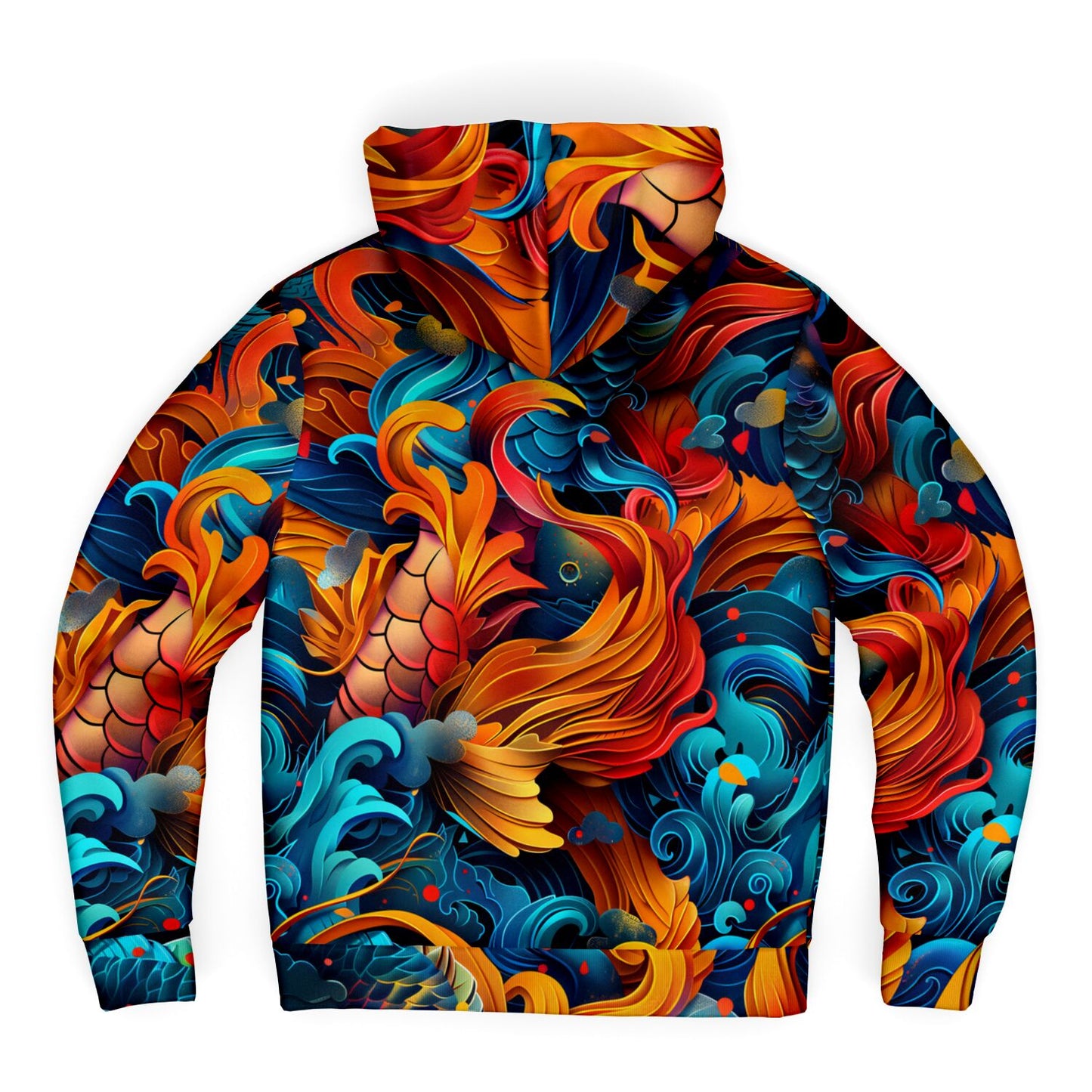 Vibrant Koi Fish Microfleece Zip Hoodie - AOP