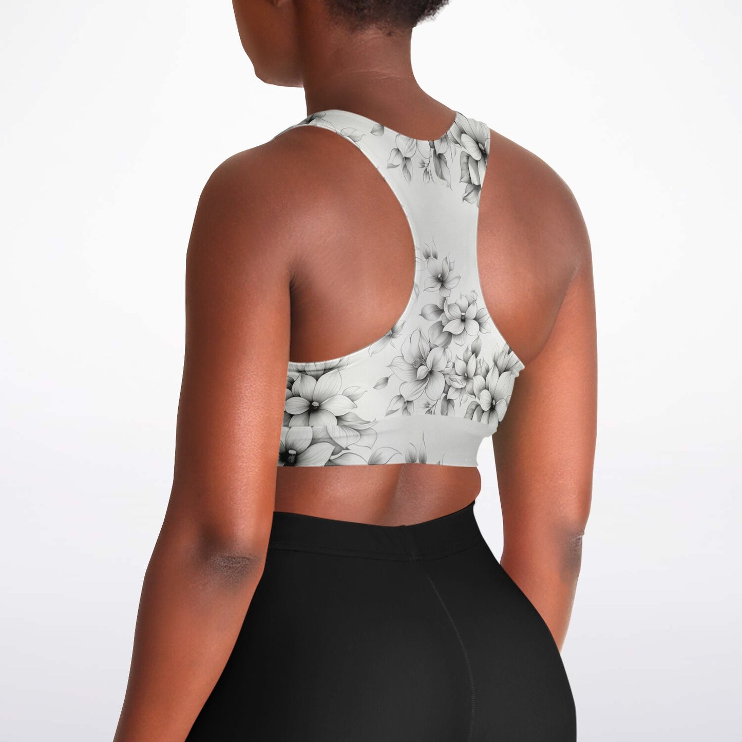 Elegant Floral Sports Bra