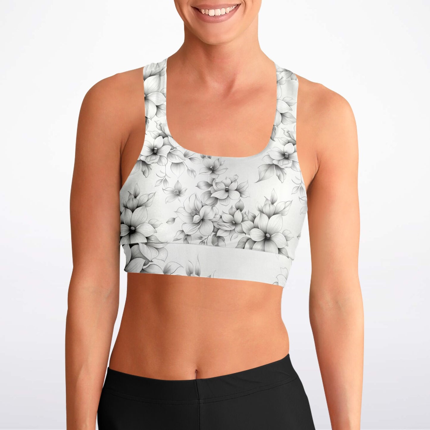 Elegant Floral Sports Bra