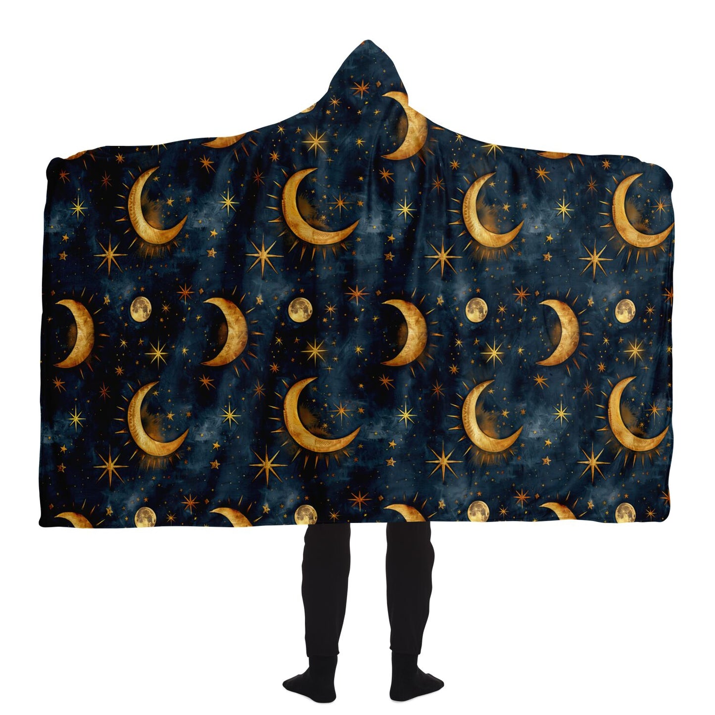 Mystic Moon and Stars Hooded Blanket